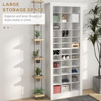Étagère à chaussures verticale de 71", organisateur de rangement étroit, meuble à chaussures pour entrée avec casiers ouverts pour 36 paires, blanc