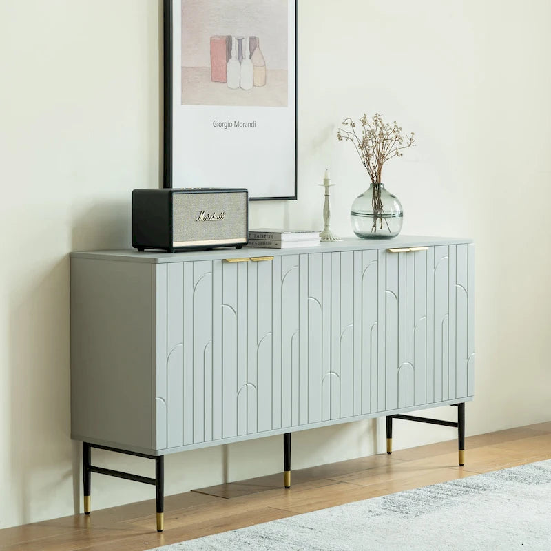 Buffet bahut moderne gris à 4 portes
