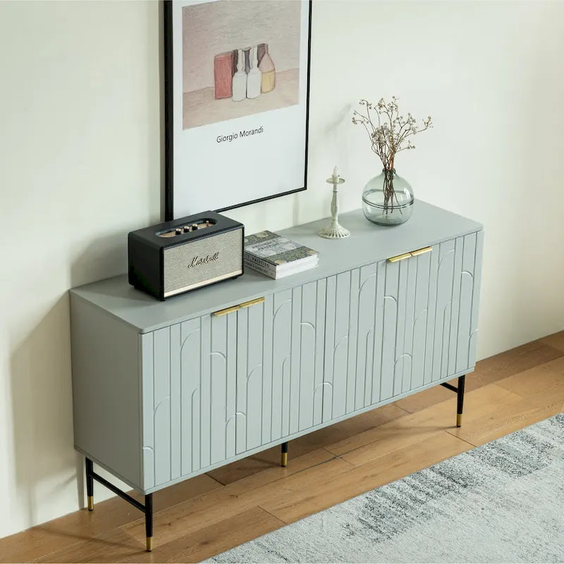 Buffet bahut moderne gris à 4 portes