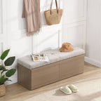 49 Banc de rangement pour chaussures, meuble à chaussures d'entrée, pouf de rangement avec coussin rembourré et portes doubles pour entrée, chambre à coucher