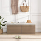 49 Banc de rangement pour chaussures, meuble à chaussures d'entrée, pouf de rangement avec coussin rembourré et portes doubles pour entrée, chambre à coucher