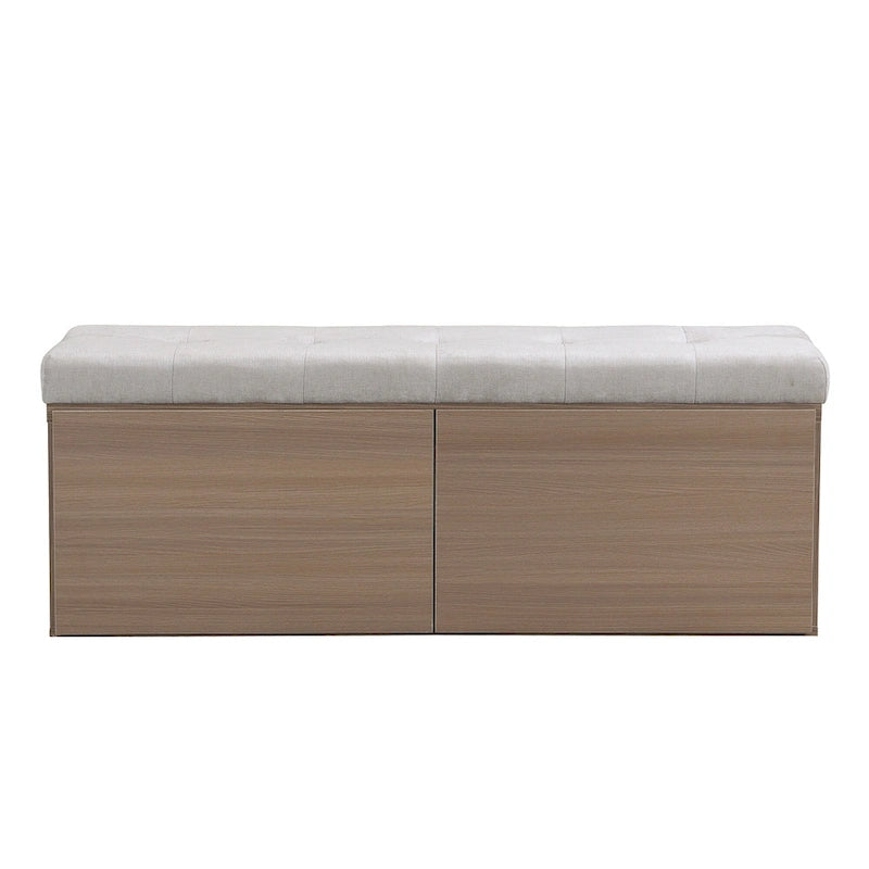 49 Banc de rangement pour chaussures, meuble à chaussures d'entrée, pouf de rangement avec coussin rembourré et portes doubles pour entrée, chambre à coucher