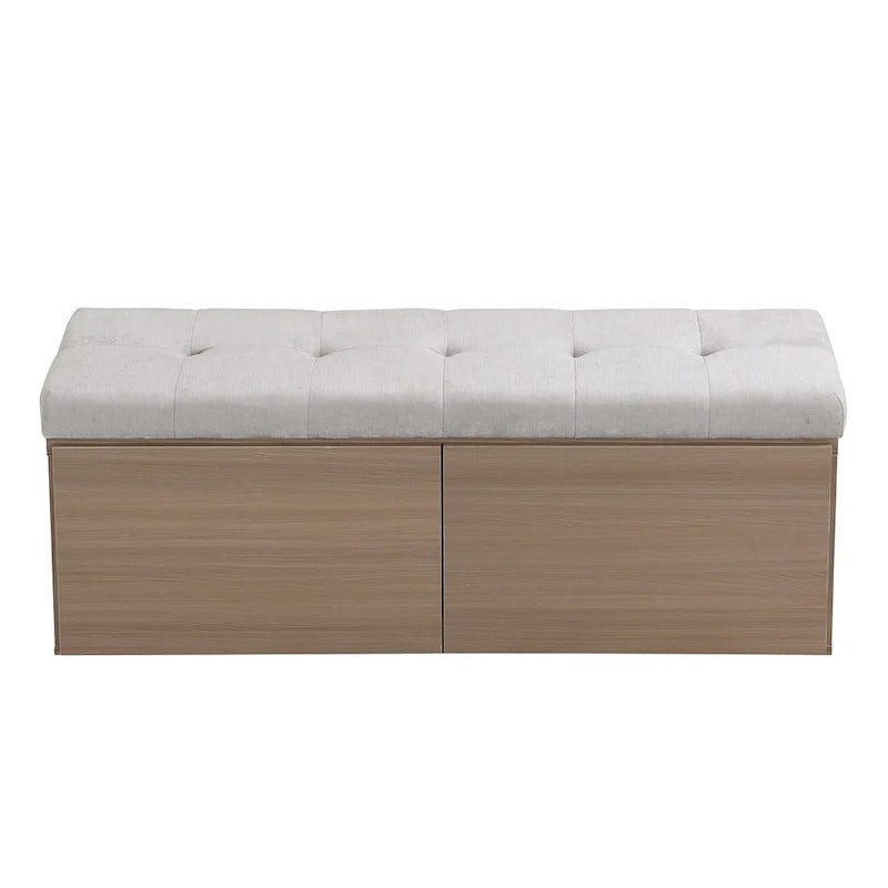 49 Banc de rangement pour chaussures, meuble à chaussures d'entrée, pouf de rangement avec coussin rembourré et portes doubles pour entrée, chambre à coucher