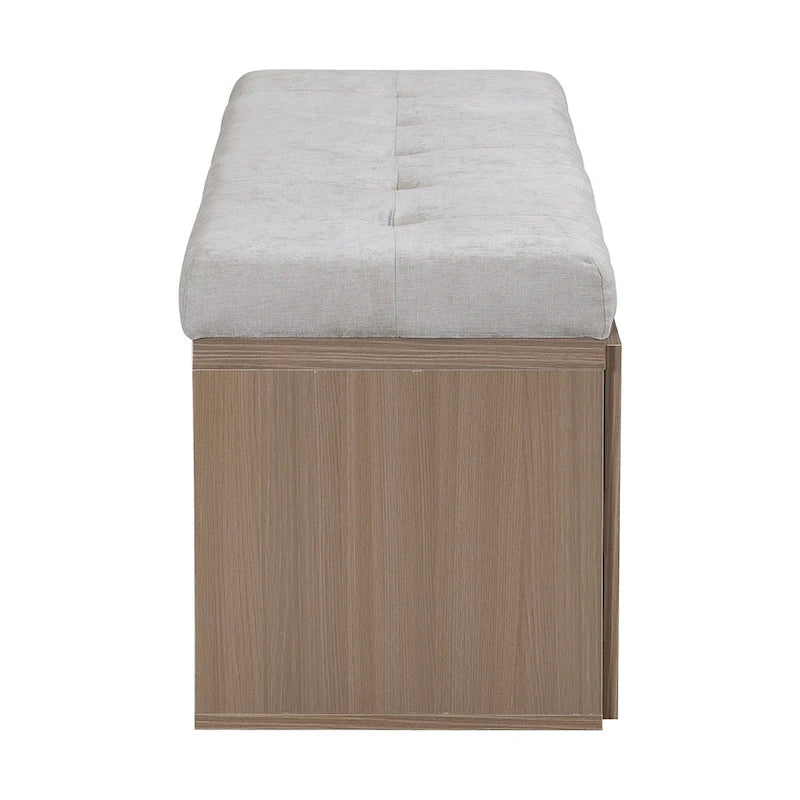 49 Banc de rangement pour chaussures, meuble à chaussures d'entrée, pouf de rangement avec coussin rembourré et portes doubles pour entrée, chambre à coucher