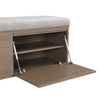 49 Banc de rangement pour chaussures, meuble à chaussures d'entrée, pouf de rangement avec coussin rembourré et portes doubles pour entrée, chambre à coucher