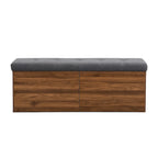 49 Banc de rangement pour chaussures, meuble à chaussures d'entrée, pouf de rangement avec coussin rembourré et portes doubles pour entrée, chambre à coucher