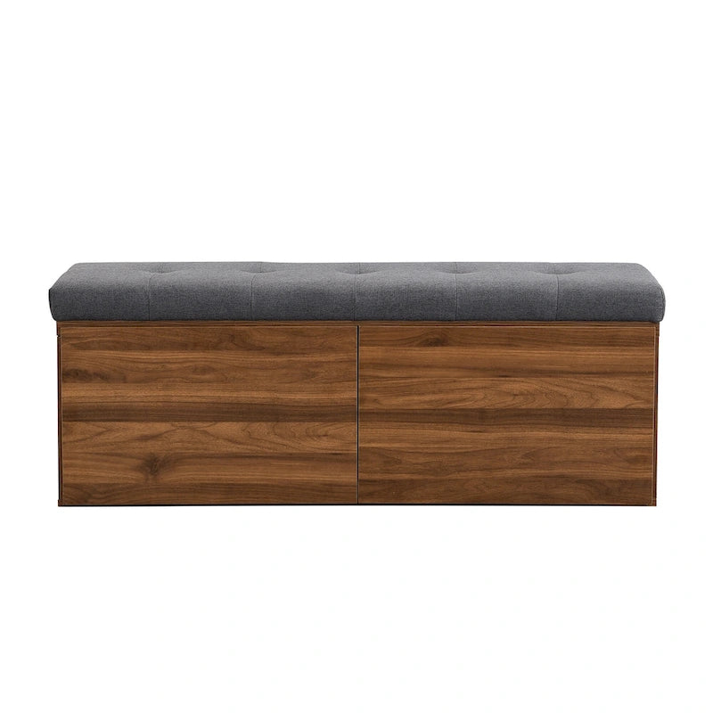 49 Banc de rangement pour chaussures, meuble à chaussures d'entrée, pouf de rangement avec coussin rembourré et portes doubles pour entrée, chambre à coucher