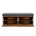 49 Banc de rangement pour chaussures, meuble à chaussures d'entrée, pouf de rangement avec coussin rembourré et portes doubles pour entrée, chambre à coucher