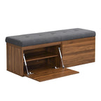 49 Banc de rangement pour chaussures, meuble à chaussures d'entrée, pouf de rangement avec coussin rembourré et portes doubles pour entrée, chambre à coucher
