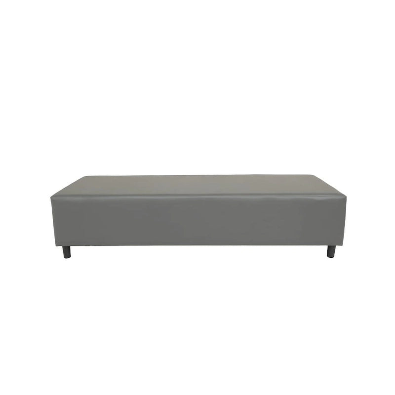 Banc rembourré en cuir véritable, gris et noir, 183 cm