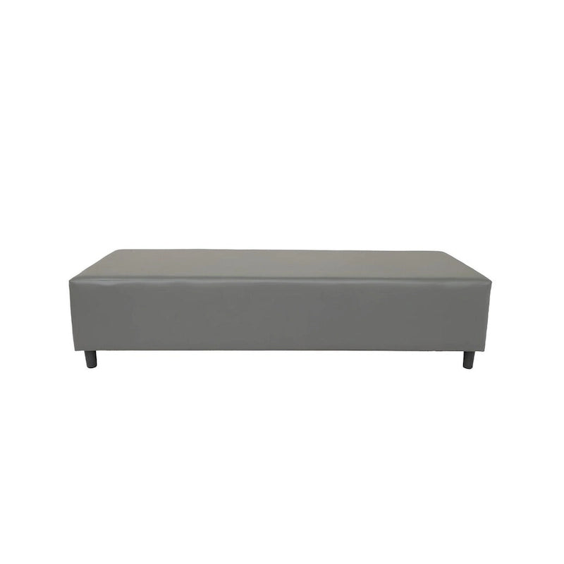 Banc rembourré en cuir véritable, gris et noir, 183 cm