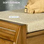 Banc à chaussures avec armoires de rangement, banc d'entrée en bambou avec coussin d'assise, 3 portes