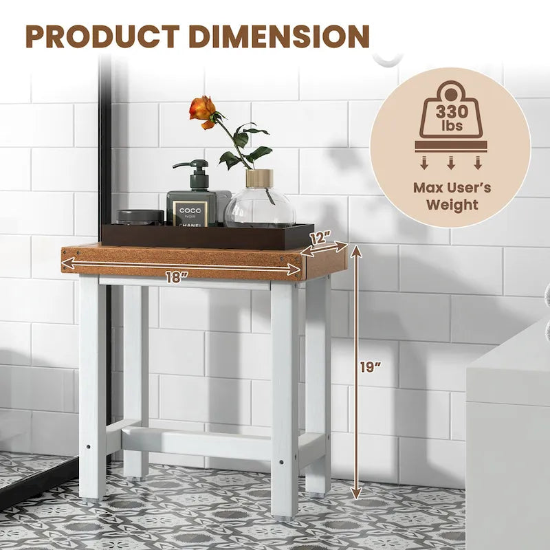 Banc de douche de spa robuste, imperméable, en PEHD, 18 x 12
