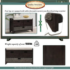 Banc de rangement en bois pour entrée avec 1 panier, 2 tiroirs et coussin amovible