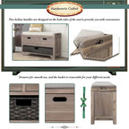 Banc de rangement en bois pour entrée avec 1 panier, 2 tiroirs et coussin amovible