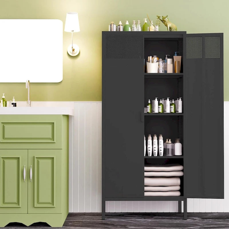 Armoire de rangement alimentaire en métal de 155 cm avec étagères réglables