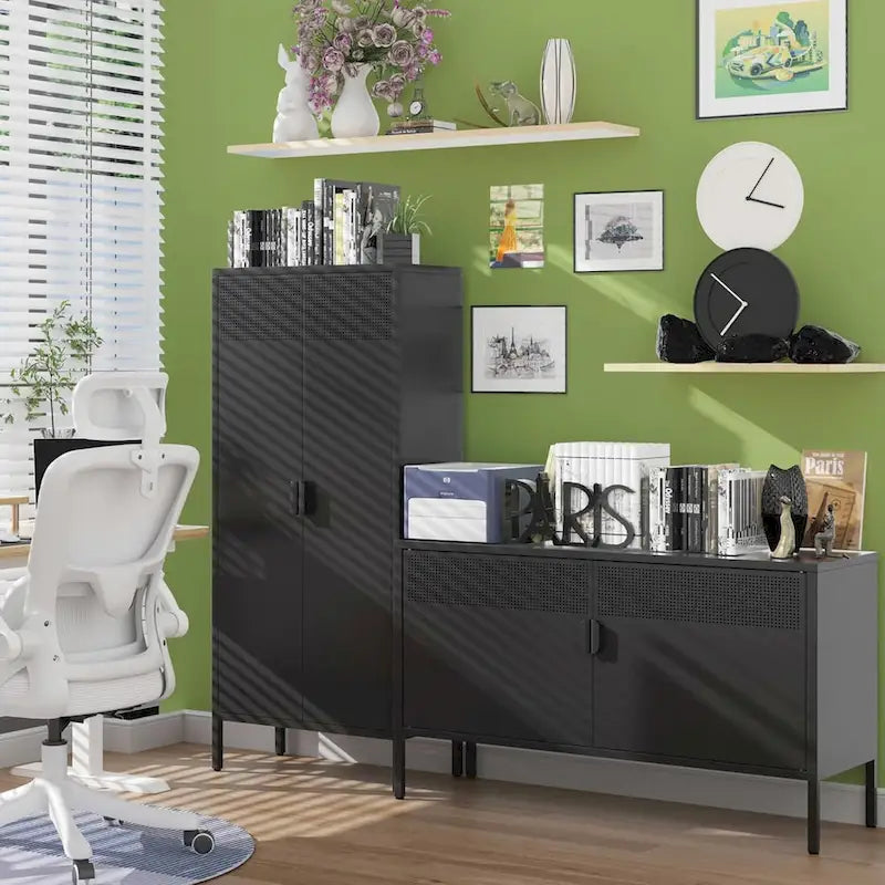 Armoire de rangement alimentaire en métal de 155 cm avec étagères réglables