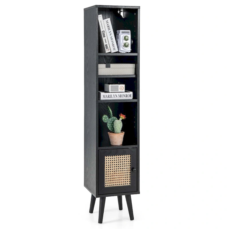 Meuble de rangement fin autoportant en rotin