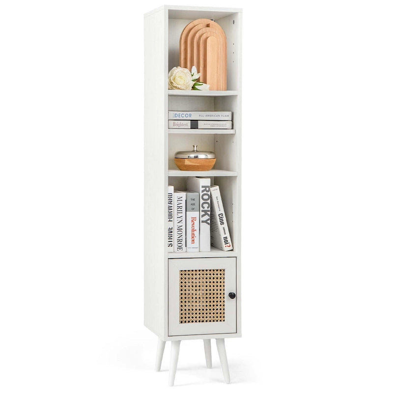 Meuble de rangement fin autoportant en rotin
