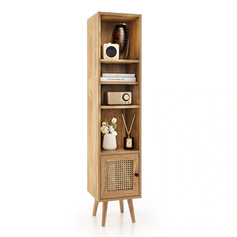 Meuble de rangement fin autoportant en rotin