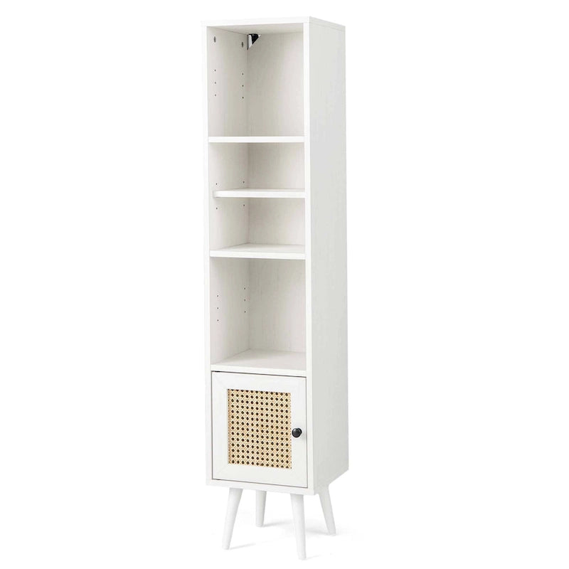 Meuble de rangement fin autoportant en rotin