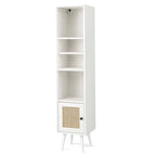 Meuble de rangement fin autoportant en rotin