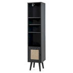 Meuble de rangement fin autoportant en rotin