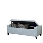 Banc coffre de rangement, tissu bleu clair, capitonné, 129,5 cm
