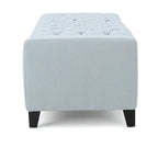 Banc coffre de rangement, tissu bleu clair, capitonné, 129,5 cm