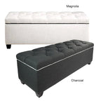 Banc de rangement en lin capitonné diamant