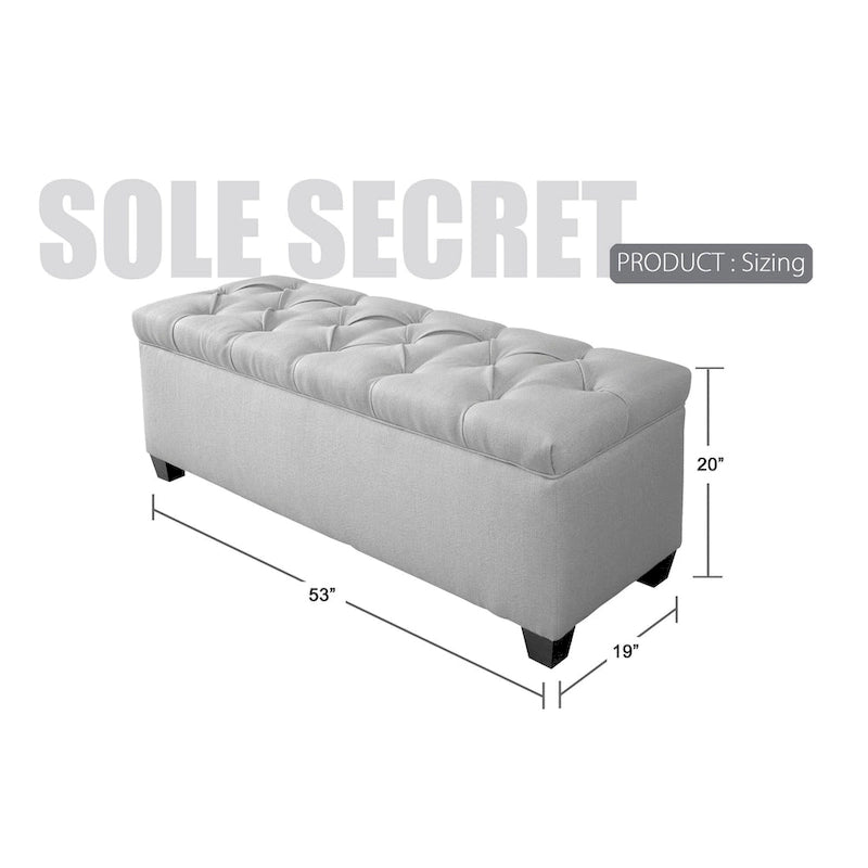 Banc de rangement en lin capitonné diamant