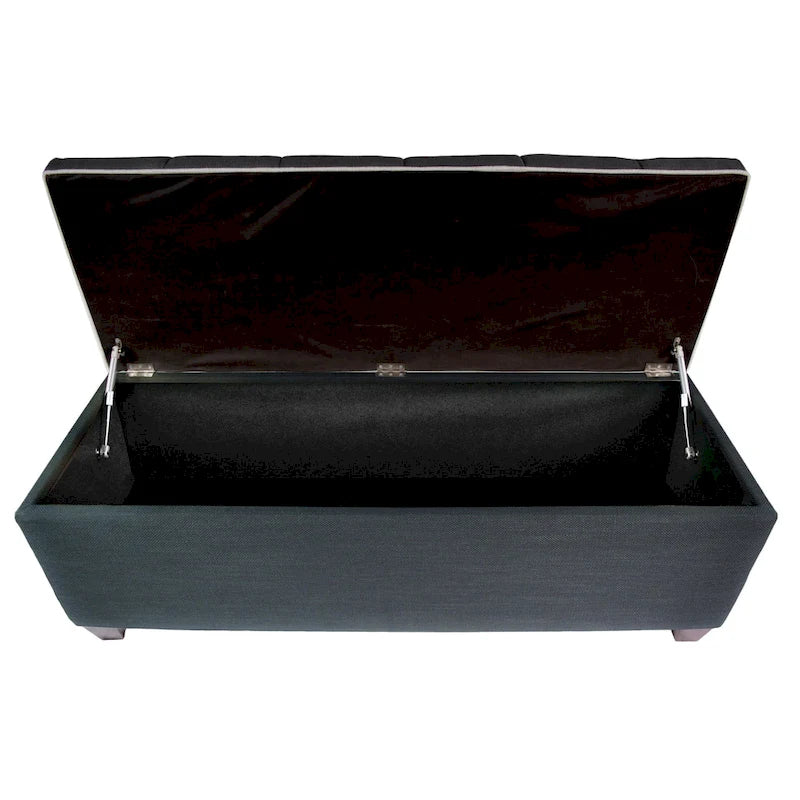 Banc de rangement en lin capitonné diamant
