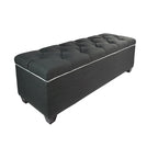 Banc de rangement en lin capitonné diamant