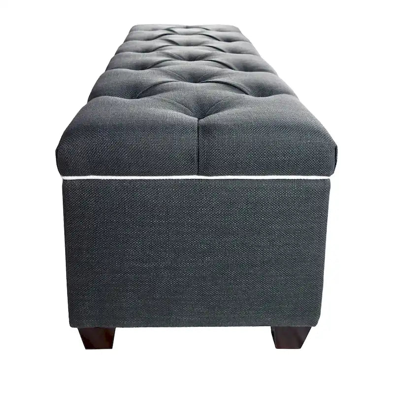 Banc de rangement en lin capitonné diamant