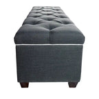 Banc de rangement en lin capitonné diamant