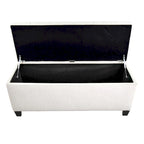 Banc de rangement en lin capitonné diamant