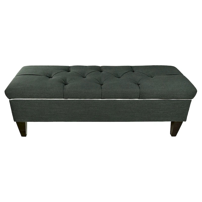 Banc de rangement ottoman long rembourré capitonné en losange