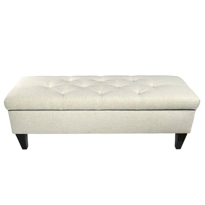 Banc de rangement ottoman long rembourré capitonné en losange