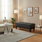 Brooke Diamond Tufted Upholstered Long Storage Bench Ottoman