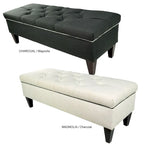 Banc de rangement ottoman long rembourré capitonné en losange