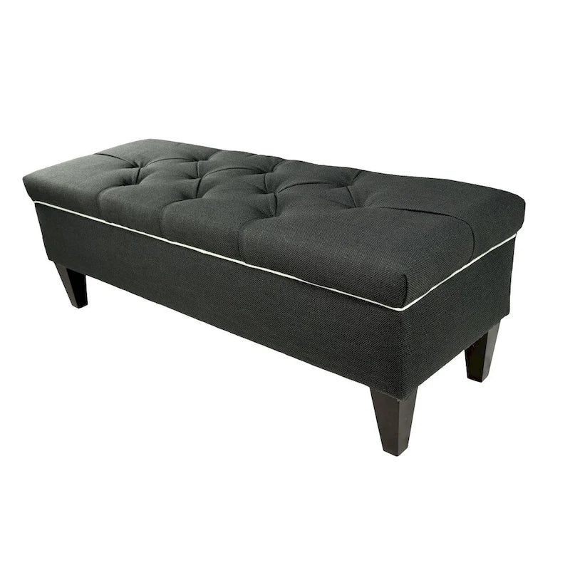 Banc de rangement ottoman long rembourré capitonné en losange