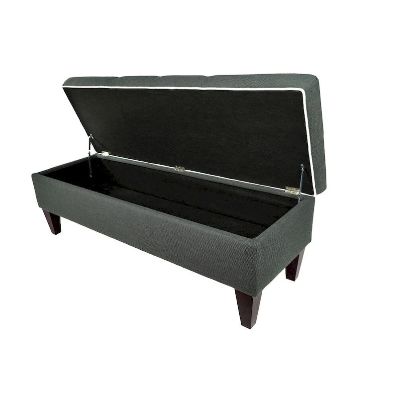 Banc de rangement ottoman long rembourré capitonné en losange