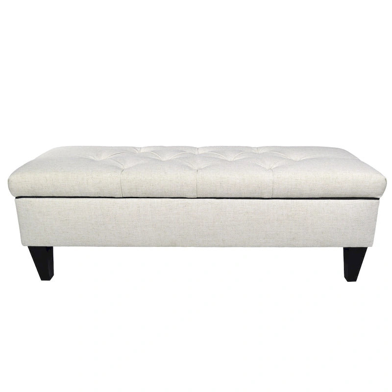 Banc de rangement ottoman long rembourré capitonné en losange