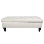 Banc de rangement ottoman long rembourré capitonné en losange