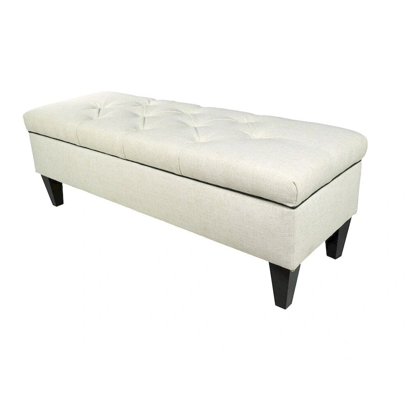 Banc de rangement ottoman long rembourré capitonné en losange