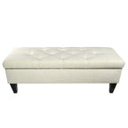 Banc de rangement ottoman long rembourré capitonné en losange