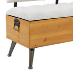 Banc de rangement en bois avec assise et dossier touffetés crème - Blanc - 50,8lx121,9lx76,2H