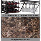 Range-bouteilles et verres à vin de comptoir, étain/marbre