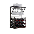 Range-bouteilles et verres à vin de comptoir, étain/marbre