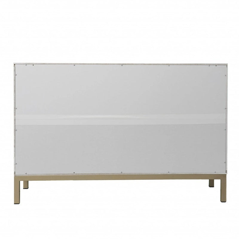 Buffet géométrique sculpté blanc de 102 cm avec deux portes